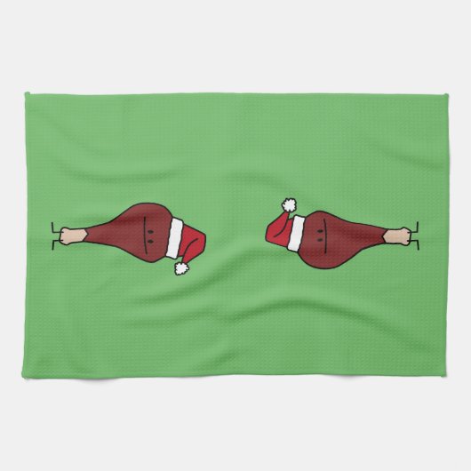 トルコ足身に着けているサンタの帽子のクリスマスの休日 キッチンタオル (横)