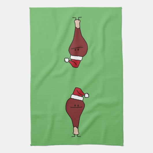 トルコ足身に着けているサンタの帽子のクリスマスの休日 キッチンタオル (縦)