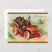 トルコ車を運転するヴィンテージ感謝祭 シーズンポストカード (正面/裏面)