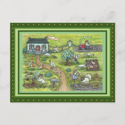 トルコ農園、国ユーモアのある感謝祭 ポストカード (正面)