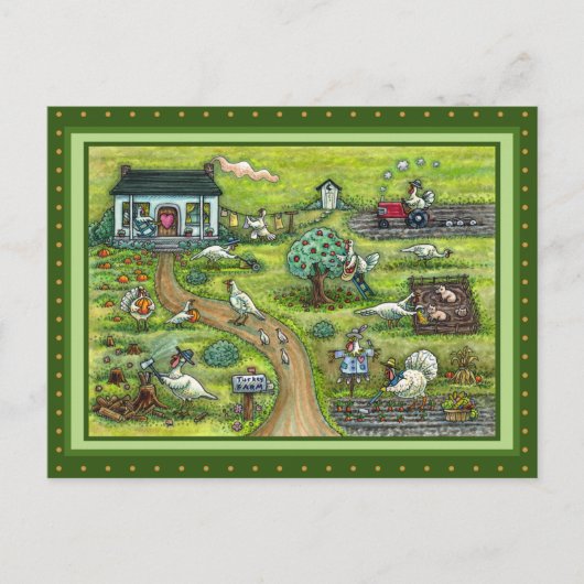 トルコ農園、国ユーモアのある感謝鳥 ポストカード (正面)