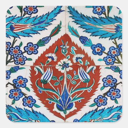 トルコ陶器の花柄 スクエアシール (正面)