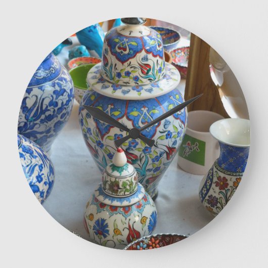 トルコ陶磁器 ラージ壁時計 (正面)