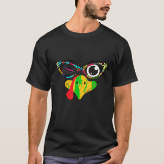 トルコ顔かわいらしアイズフローラ絞り染めグラスタ Tシャツ