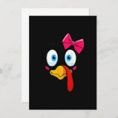 トルコ顔ガールサンクスギビング衣装キッズ幼児 招待状 (正面/裏面)