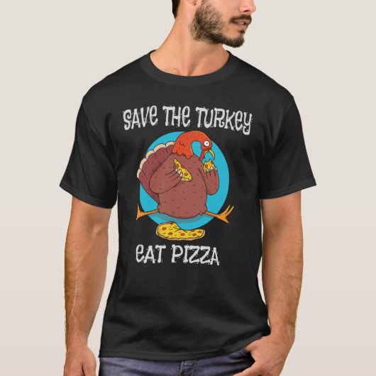 トルコ食べ物のピザは青い円形のバックグロの上 Tシャツ (正面)