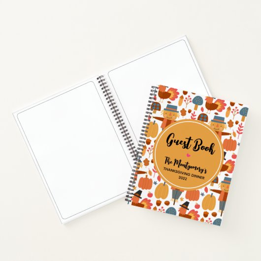 トルコ&かかし感謝祭パターンゲストブック ノートブック (内部)