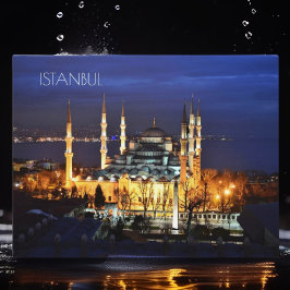 トルコ イスタンブールのブルーモスク 夜景 ポストカード