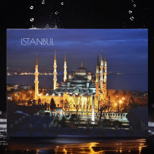 トルコ イスタンブールのブルーモスク 夜景 ポストカード