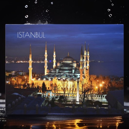 トルコ イスタンブールのブルーモスク 夜景 ポストカード