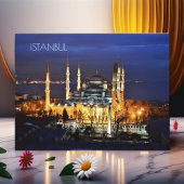 トルコ イスタンブールのブルーモスク 夜景 ポストカード