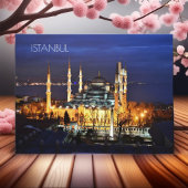 トルコ イスタンブールのブルーモスク 夜景 ポストカード