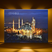トルコ イスタンブールのブルーモスク 夜景 ポストカード