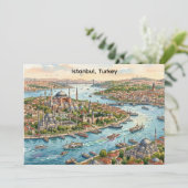 トルコ イスタンブール アヤソフィア 水彩画 カード (スタンド正面)