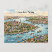 トルコ イスタンブール アヤソフィア 水彩画 ポストカード (正面)