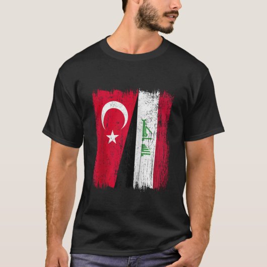 トルコ・イラク半旗トルコ・イラク・ジャージー・ジップ Tシャツ (正面)