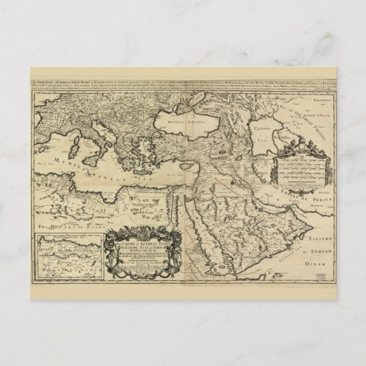 トルコ、オスマン帝国の地図(1680) ポストカード (正面)