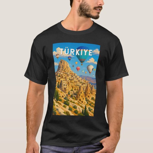 トルコ・テュルキエ イラスト 旅行 アート ヴィンテージ Tシャツ (正面)