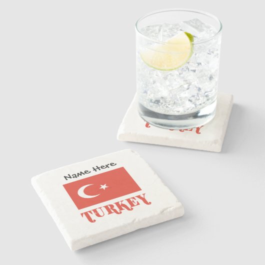 トルコ トルコ国旗 パーソナライズド ストーンコースター (横)