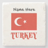 トルコ トルコ国旗 パーソナライズド ストーンコースター (正面)
