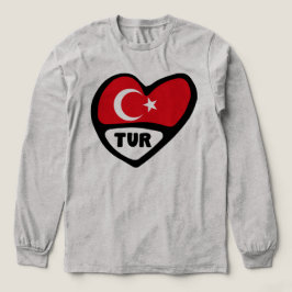トルコ ハート フラッグ TUR 国コード トライブレンドTシャツ