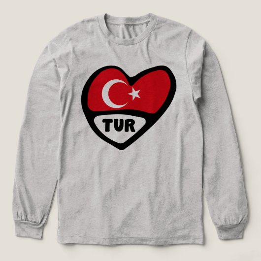 トルコ ハート フラッグ TUR 国コード トライブレンドＴシャツ (デザイン正面)