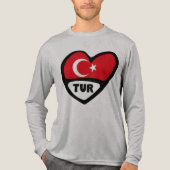 トルコ ハート フラッグ TUR 国コード トライブレンドＴシャツ (正面)