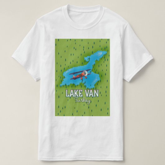 トルコ ヴァン湖 地図 Tシャツ (デザイン正面)