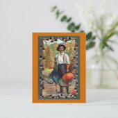 トルコ、羽および農家のヴィンテージの感謝祭 シーズンポストカード (スタンド正面)