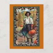 トルコ、羽および農家のヴィンテージの感謝祭 シーズンポストカード (正面)