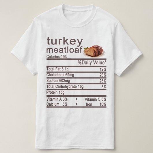 トルコmeatloaf栄養ファクトラベル tシャツ (デザイン正面)