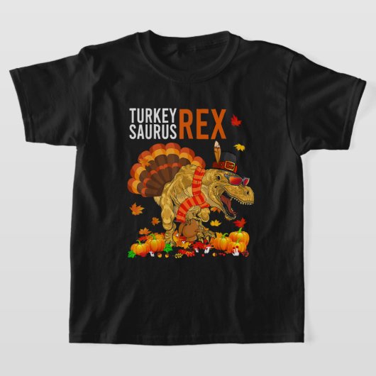 トルコSaurusトレおもしろいックス巡礼恐竜キッズタ Tシャツ (レイダウン)