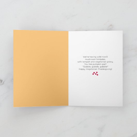 トルコw/〔雄ジカの〕枝角ベジタリアンユーモアのある感謝祭 カード (内部)