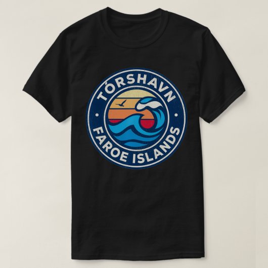 トルシャヴン・フェロー航海のエ諸島ヴィンテージ波デシ Tシャツ (デザイン正面)