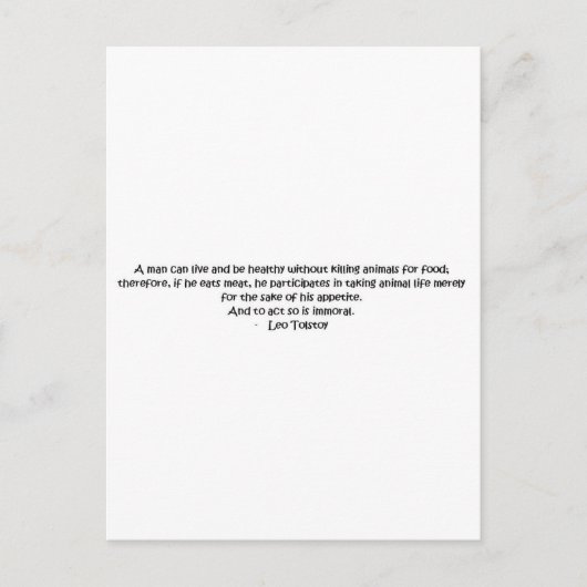 トルストイベジタリアン引用文 ポストカード (正面)