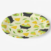 トルティーヤチップスとグアカモールパターン ペーパープレート (アングル)