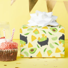 トルティーヤチップスとグアカモールパターン ラッピングペーパー