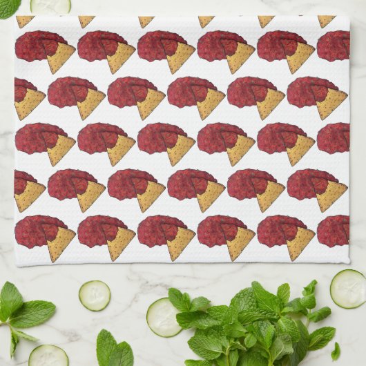 トルティーヤチップスとディップトマトサルサメキシコ料理 キッチンタオル (折り畳み)