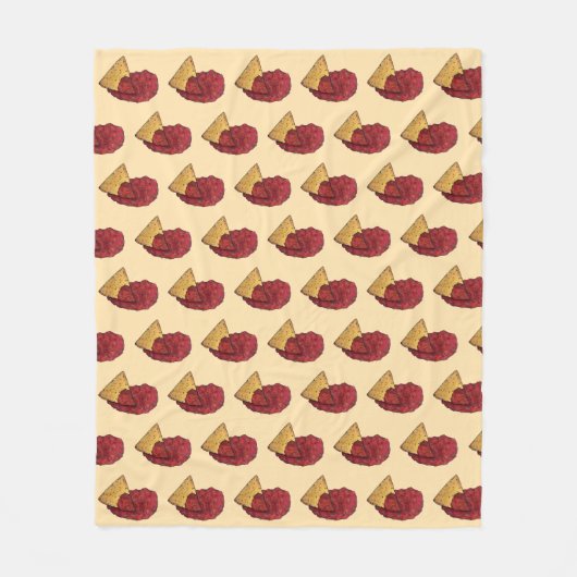 トルティーヤチップスとディップトマトサルサメキシコ料理 フリースブランケット (正面)