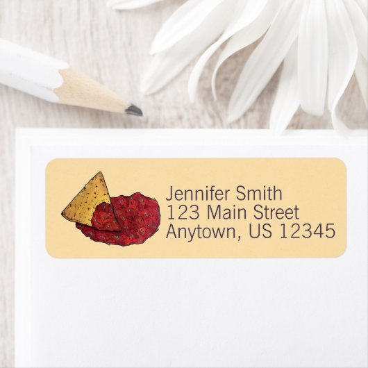 トルティーヤチップスとディップトマトサルサメキシコ料理 ラベル (インサイチュ)