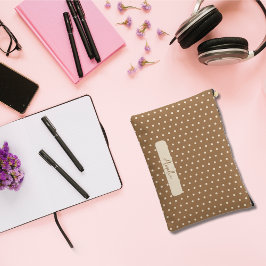 トルティーヤブラウンとベージュ水玉模様 アクセサリーポーチ