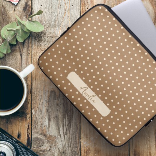 トルティーヤブラウンとベージュ水玉模様 ラップトップスリーブ