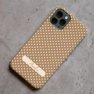 トルティーヤブラウンとベージュ水玉模様 iPhone 15 PRO MAXケース
