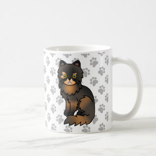 トルティー・ポイント・ペルシャン かわいいキャラクター猫イラスト コーヒーマグカップ