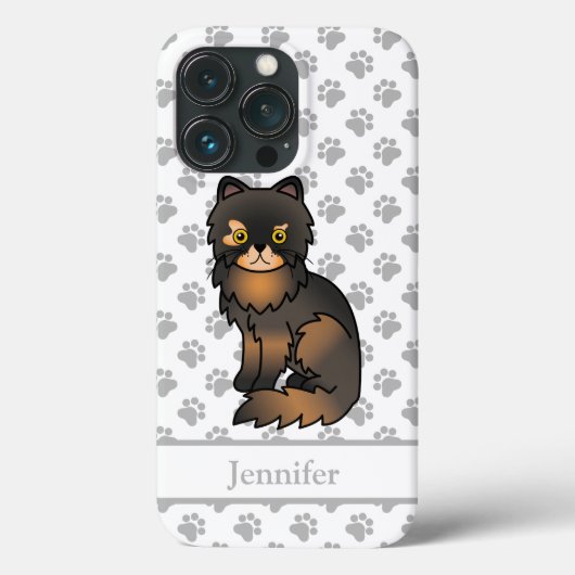 トルティー・ポイント・ペルシャン かわいいキャラクター猫 + 名前 Case-Mate iPhoneケース (裏面)