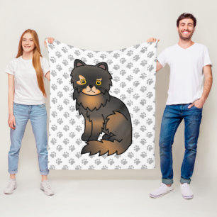 トルティー・ポイント・ペルシャン かわいい カートゥーン 猫 & 肉球 フリースブランケット