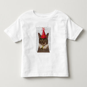 トルトイセシェルキャットとパーティーハット トドラーTシャツ
