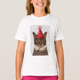 トルトイセシェルキャットとパーティーハット Tシャツ