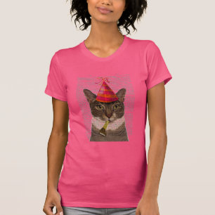 トルトイセシェルキャットとパーティーハット Tシャツ