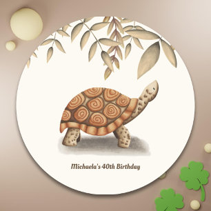 トルトセピアブラウンパーソナライズされた誕生日 ラウンドシール
